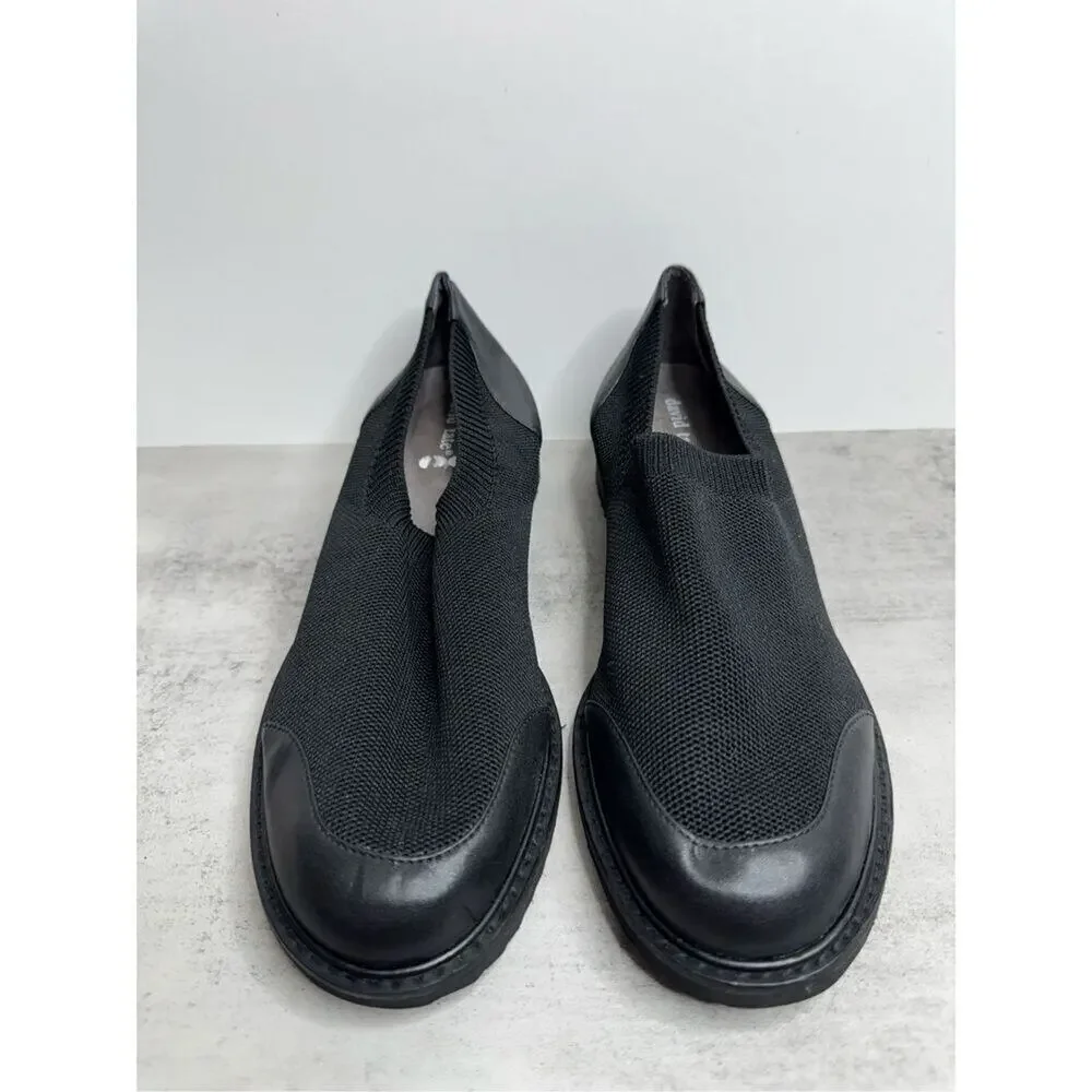 David Tate Social Black Knit Shoes Size 10 Leather‎ Lining Fabric Loafers NEW